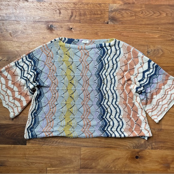 Easel Los Angeles Multicolor Colorful Knit Kimono Sleeve Boatneck Sweater - Picture 4 of 11